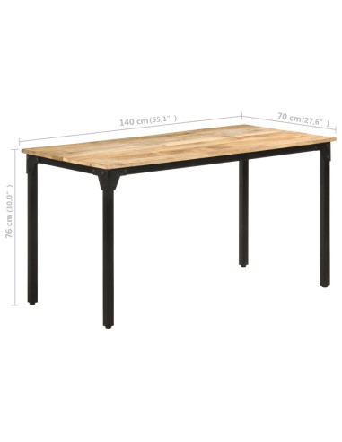 Tavolo da Pranzo 140x70x76 cm in Legno di Mango Grezzo