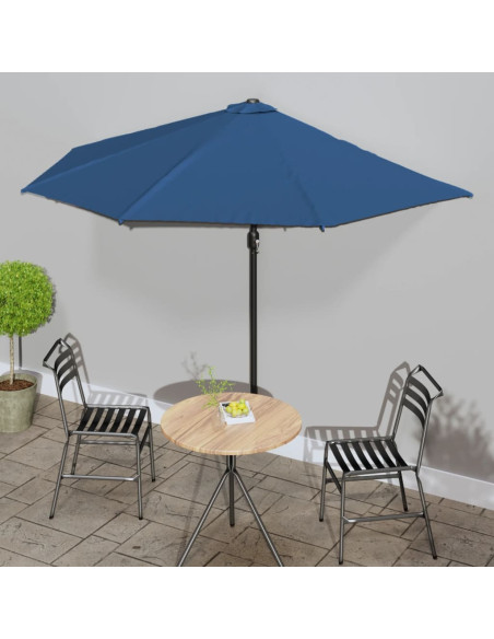 Ombrellone Balcone Palo in Alluminio Blu 300x155x223cm a Metà