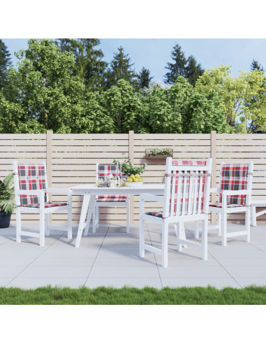 Cuscini per Sedia 4 pz a Quadri Rossi 100x50x3cm Tessuto Oxford