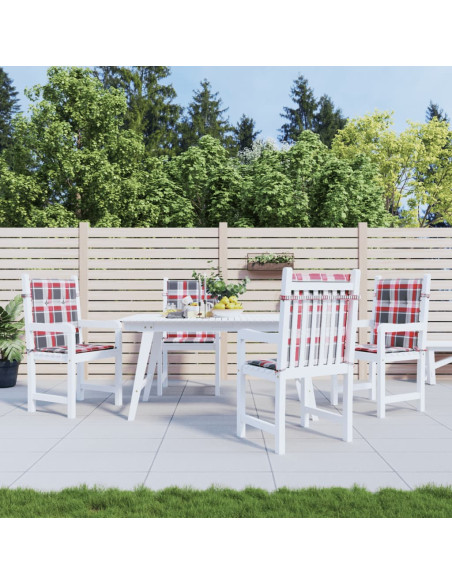 Cuscini per Sedia 4 pz a Quadri Rossi 100x50x3cm Tessuto Oxford