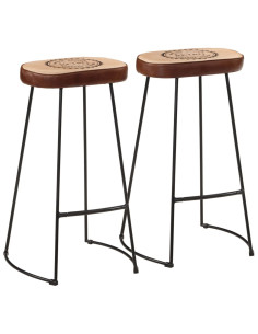 Set Bar 3pz Legno Massello Mango Grezzo e Metallo