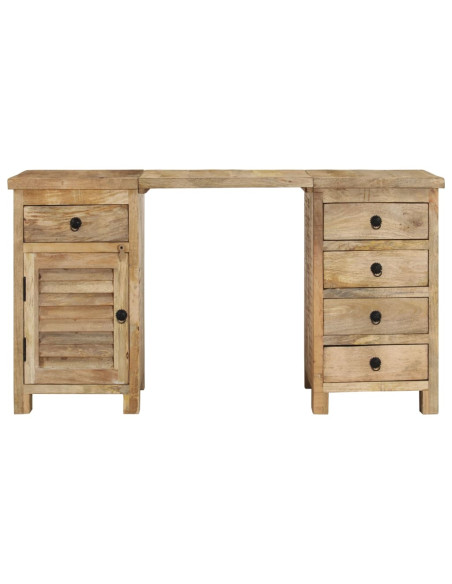 Scrivania a Colonna in Legno Massello di Mango 140x50x77 cm