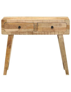 Tavolo Consolle 90x32x75 cm in Legno Massello di Mango Grezzo