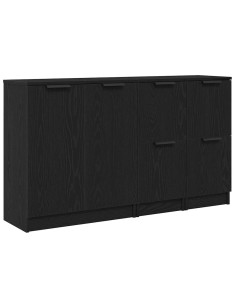 Credenza 3 pcs Rovere Nero Legno multistrato 2