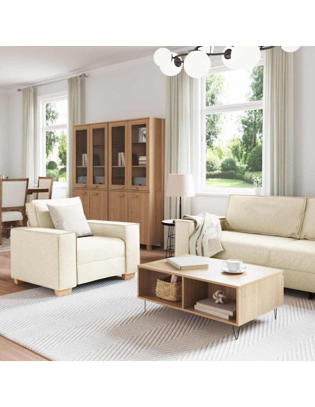 Set di divani 3 pcs Beige 220 x 80 x 84 cm Tessuto misto lino