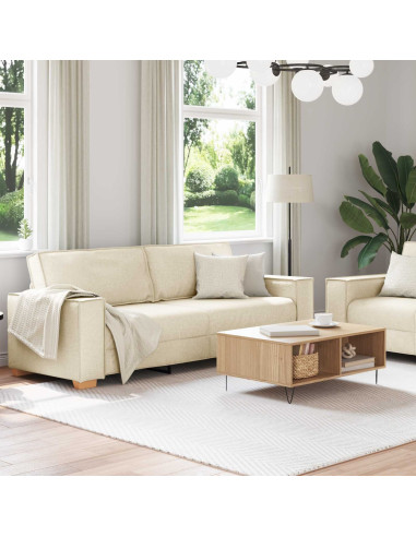 Divano 2 pcs Beige 220 x 80 x 84 cm Tessuto misto lino
