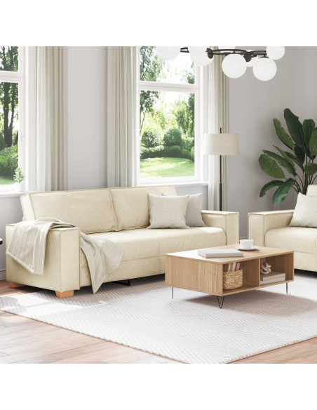 Divano 2 pcs Beige 220 x 80 x 84 cm Tessuto misto lino