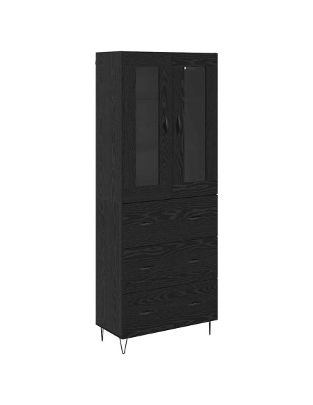 Credenza Rovere Nero 69,5 x 34 x 90 cm Legno multistrato