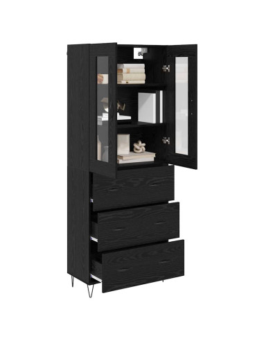 Credenza Rovere Nero 69,5 x 34 x 90 cm Legno multistrato