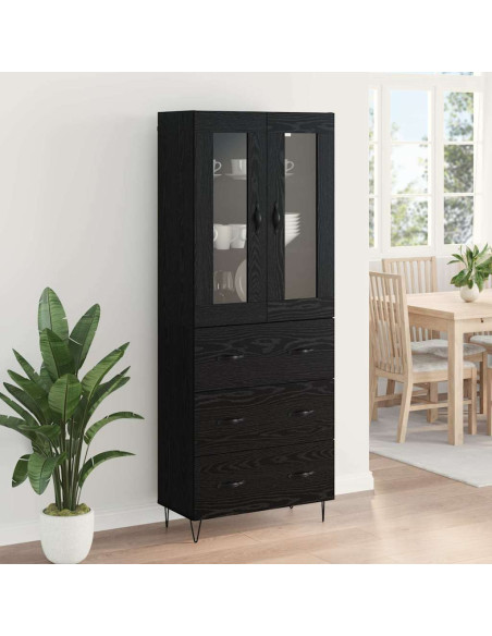 Credenza Rovere Nero 69,5 x 34 x 90 cm Legno multistrato
