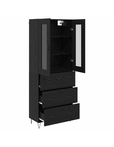 Credenza Rovere Nero 69,5 x 34 x 90 cm Legno multistrato