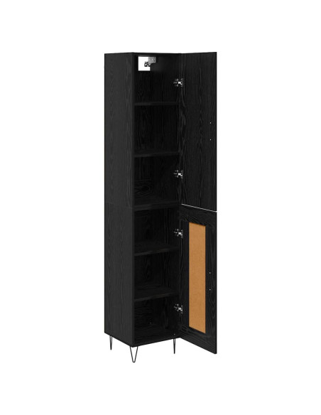 Credenza Rovere Nero 34,5 x 34 x 90 cm Legno multistrato
