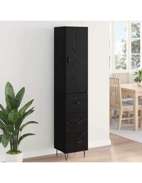 Credenza Rovere Nero 34,5 x 34 x 90 cm Legno multistrato