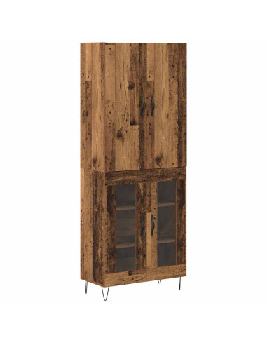 Credenza 2 pcs Legno vecchio Legno ingegnerizzato e vetro