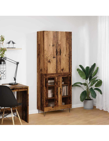 Credenza 2 pcs Legno vecchio Legno ingegnerizzato e vetro