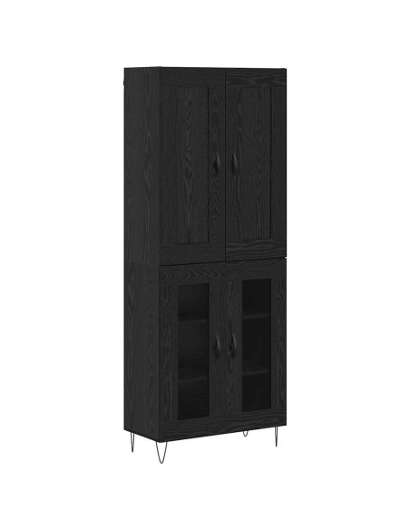 Credenza Rovere Nero 69,5 x 34 x 180 cm Legno multistrato