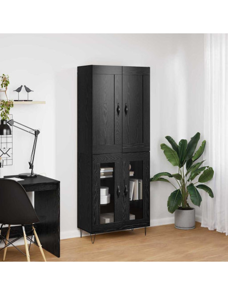 Credenza Rovere Nero 69,5 x 34 x 180 cm Legno multistrato