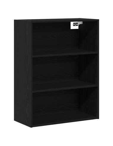 Credenza 2 pcs Rovere Nero Legno multistrato
