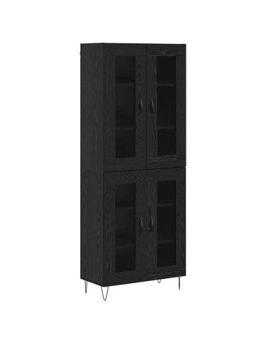 Credenza Rovere Nero 69,5 x 34 x 180 cm Legno multistrato