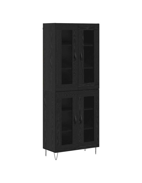 Credenza Rovere Nero 69,5 x 34 x 180 cm Legno multistrato