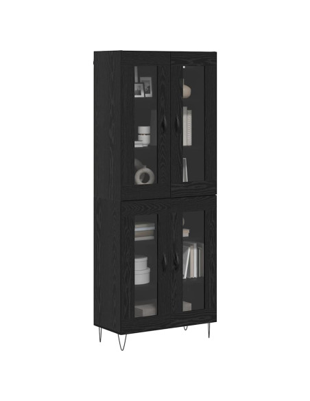 Credenza Rovere Nero 69,5 x 34 x 180 cm Legno multistrato