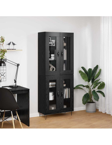 Credenza Rovere Nero 69,5 x 34 x 180 cm Legno multistrato