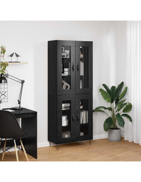 Credenza Rovere Nero 69,5 x 34 x 180 cm Legno multistrato