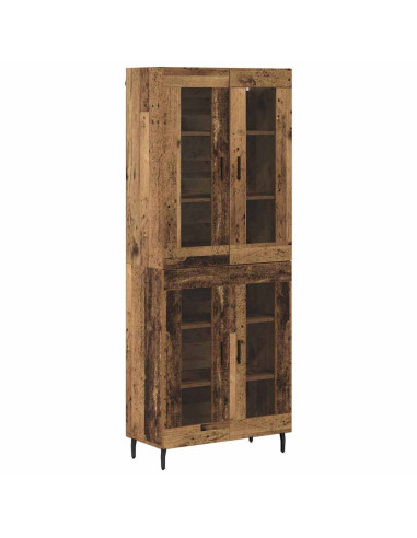 Credenza 2 pcs Legno vecchio Legno Stratificato e Vetro