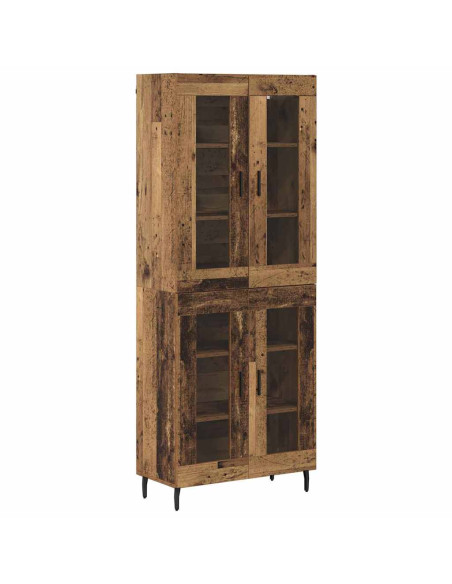 Credenza 2 pcs Legno vecchio Legno Stratificato e Vetro
