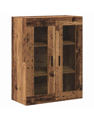 Credenza 2 pcs Legno vecchio Legno Stratificato e Vetro