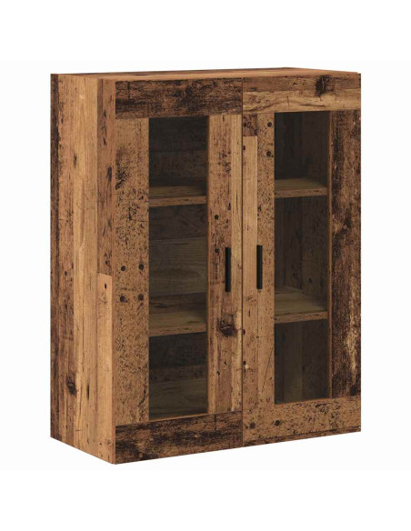 Credenza 2 pcs Legno vecchio Legno Stratificato e Vetro