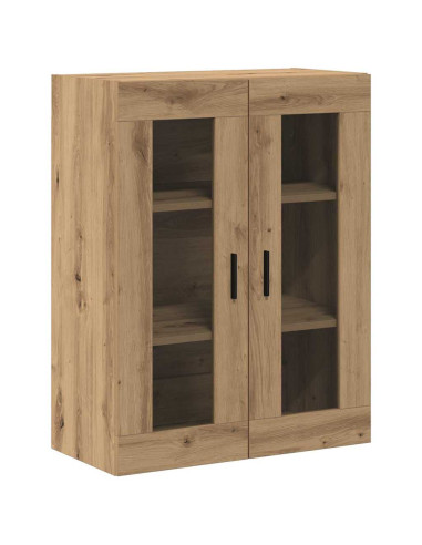 Credenza 2 pcs Rovere artigianale Legno Stratificato e Vetro