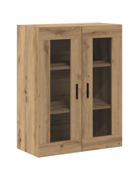 Credenza 2 pcs Rovere artigianale Legno Stratificato e Vetro