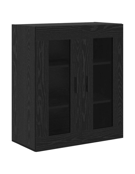 Credenza 2 pcs Rovere Nero Legno Stratificato e Vetro