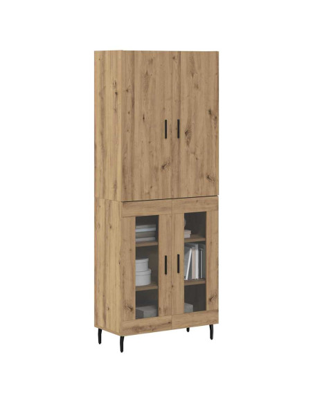 Credenza 2 pcs Legno vecchio Legno Stratificato e Vetro
