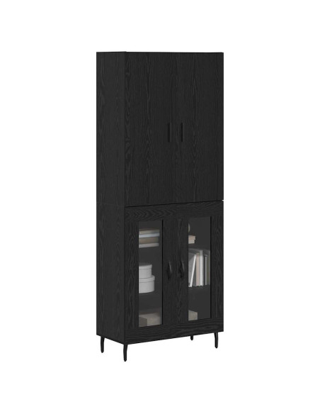 Credenza 2 pcs Rovere artigianale Legno Stratificato e Vetro