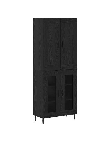 Credenza 2 pcs Rovere Nero Legno multistrato