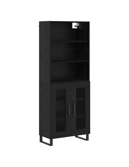 Credenza Rovere Nero 69,5 x 34 x 180 cm Legno multistrato