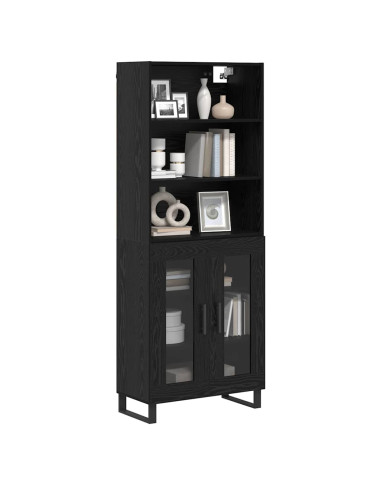 Credenza Rovere Nero 69,5 x 34 x 180 cm Legno multistrato