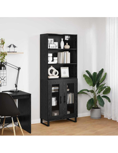 Credenza Rovere Nero 69,5 x 34 x 180 cm Legno multistrato