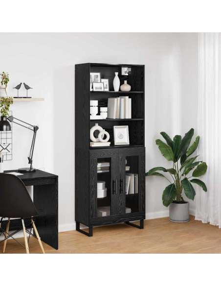 Credenza Rovere Nero 69,5 x 34 x 180 cm Legno multistrato