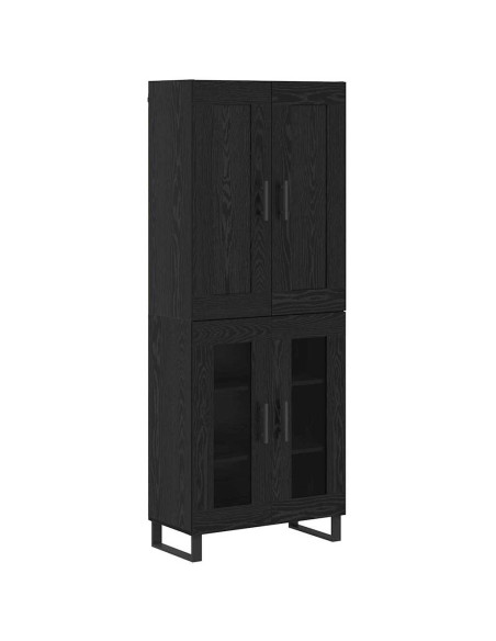 Credenza Rovere Nero 69,5 x 34 x 180 cm Legno multistrato