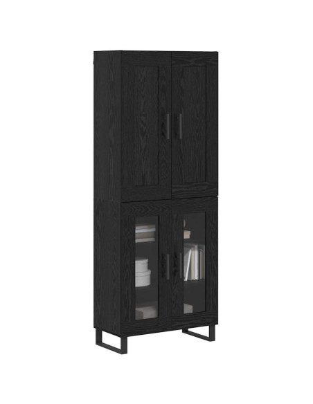 Credenza Rovere Nero 69,5 x 34 x 180 cm Legno multistrato