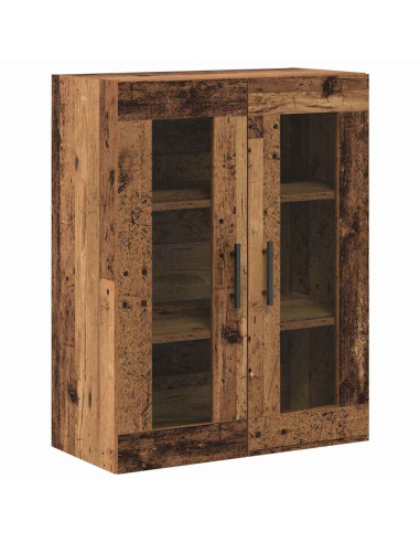 Credenza 2 pcs Legno vecchio Legno Stratificato e Vetro
