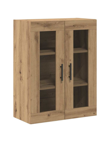 Credenza 2 pcs Rovere artigianale Legno Stratificato e Vetro