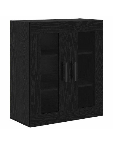 Credenza 2 pcs Rovere Nero Legno Stratificato e Vetro