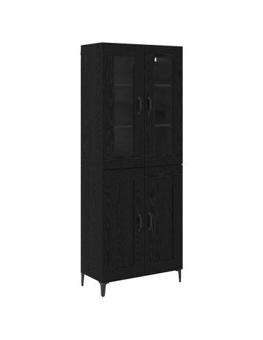 Credenza Rovere Nero 69,5 x 34 x 180 cm Legno multistrato