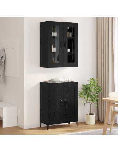 Credenza Rovere Nero 69,5 x 34 x 180 cm Legno multistrato