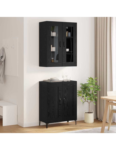 Credenza Rovere Nero 69,5 x 34 x 180 cm Legno multistrato