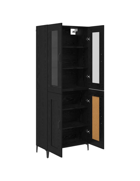 Credenza Rovere Nero 69,5 x 34 x 180 cm Legno multistrato